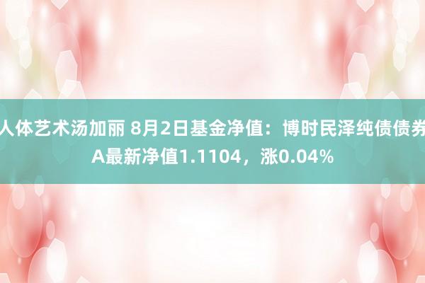 人体艺术汤加丽 8月2日基金净值：博时民泽纯债债券A最新净值1.1104，涨0.04%