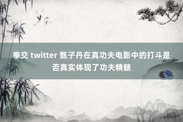 拳交 twitter 甄子丹在真功夫电影中的打斗是否真实体现了功夫精髓