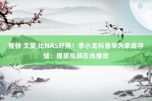 推特 文爱 比NAS好用！李小龙科普华为家庭存储：提拔视频在线播放